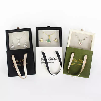 Custom Luxury Jewelry Drawer Style Ribbon Cardboard Sliding Gift Box