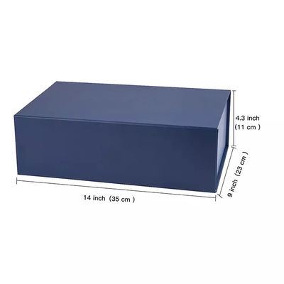 High Quality Navy Blue Foldable Magnetic Box  With Silver Logo Stamped
