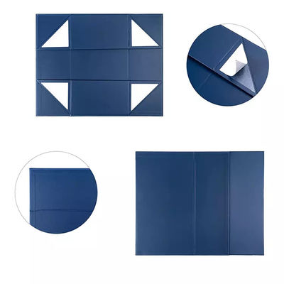 High Quality Navy Blue Foldable Magnetic Box  With Silver Logo Stamped