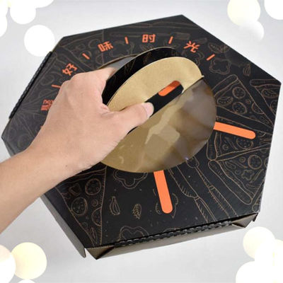 Custom Octagonal Pizza Box With Handle Paper Disposable