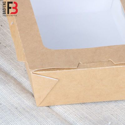 Recyclable Kraft Paper Salad Takeaway Boxes With Transparent Window