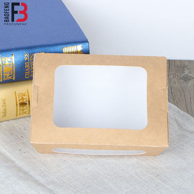 Recyclable Kraft Paper Salad Takeaway Boxes With Transparent Window