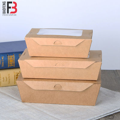 Recyclable Kraft Paper Salad Takeaway Boxes With Transparent Window