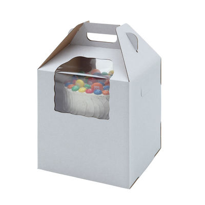 Corrugated Wedding Tall Custom Cake Box Packaging With Two Window