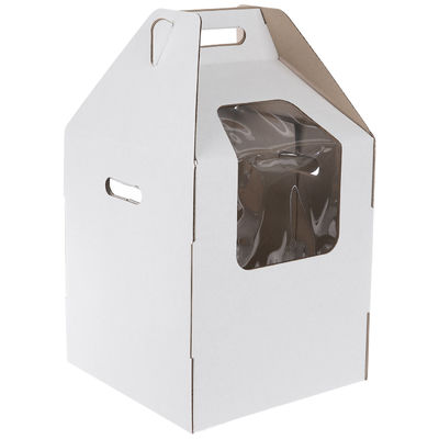 Corrugated Wedding Tall Custom Cake Box Packaging With Two Window