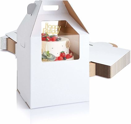 Corrugated Wedding Tall Custom Cake Box Packaging With Two Window