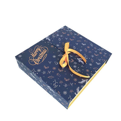Custom Yellow Riband Double Door Gift Box Make Up Luxury