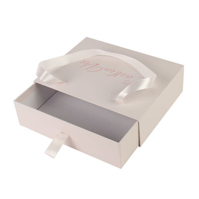 Glossy Lamination Clothing Packing Boxes With Ribbon And Satin