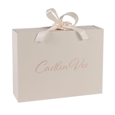 Glossy Lamination Clothing Packing Boxes With Ribbon And Satin