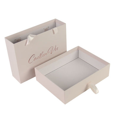 Glossy Lamination Clothing Packing Boxes With Ribbon And Satin