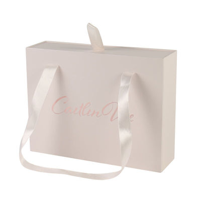 Glossy Lamination Clothing Packing Boxes With Ribbon And Satin
