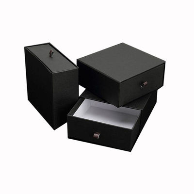 Gold Foiled Logo Kraft Paper Drawer Box with Black Ribbon