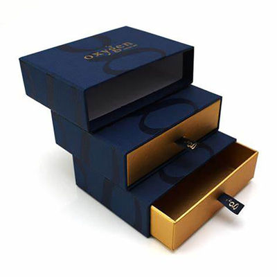 Gold Foiled Logo Kraft Paper Drawer Box with Black Ribbon