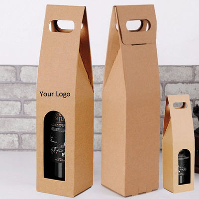 Customize Kraft Paper Handle Gift Box Packaging for Wine Bottle