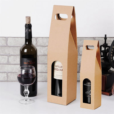 Customize Kraft Paper Handle Gift Box Packaging for Wine Bottle