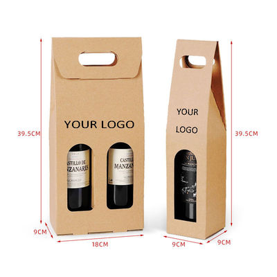 Customize Kraft Paper Handle Gift Box Packaging for Wine Bottle