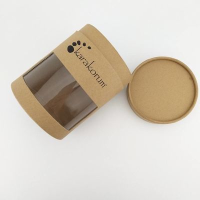 Cylinder Kraft Paper Packaging Box With Transparent Window