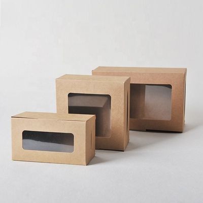 OEM Kraft Paper Packaging Box Kraft Paper Cupcake Box With Clear PVC Window