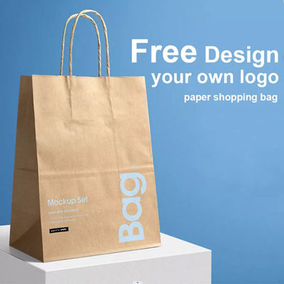 Flexible Recyclable Paper Gift Bags Recyclable Kraft Bag For Gift Shop