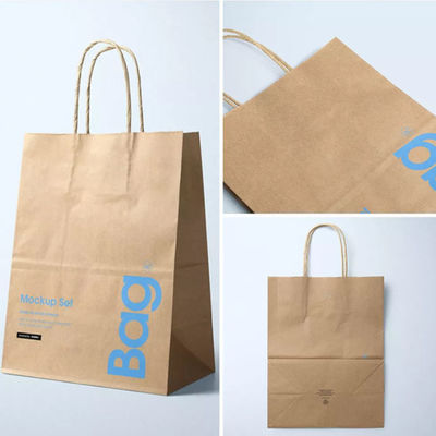 Flexible Recyclable Paper Gift Bags Recyclable Kraft Bag For Gift Shop