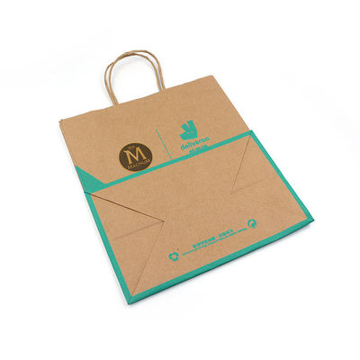 Recycled Craft Brown Paper Grocery Bags Take Away Custom Printing