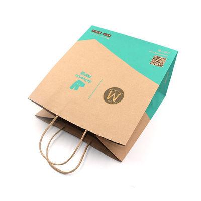 Recycled Craft Brown Paper Grocery Bags Take Away Custom Printing