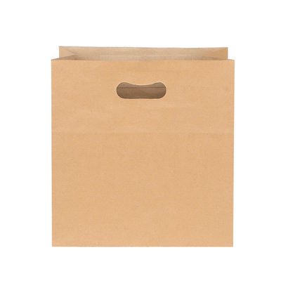 Custom Recyclable Paper Gift Bags Brown Kraft Paper Bags With Die Cut Handle