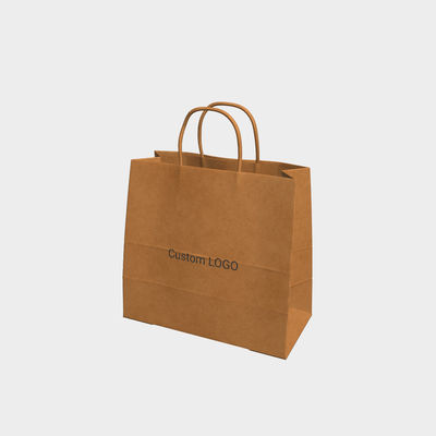 Custom Recyclable Paper Gift Bags Brown Kraft Paper Bags With Die Cut Handle