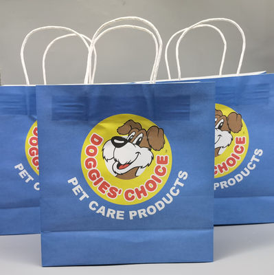 Custom Printing Pet Pattern Recyclable Paper Gift Bags For Dog Retail Shop