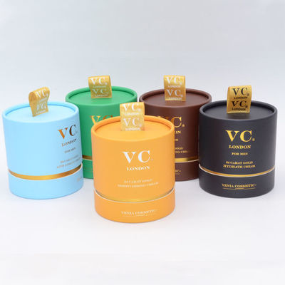 Custom Printing Packaging Box Cyliner Cloth Handle Base And Lid Box for Cosmetic Perfume