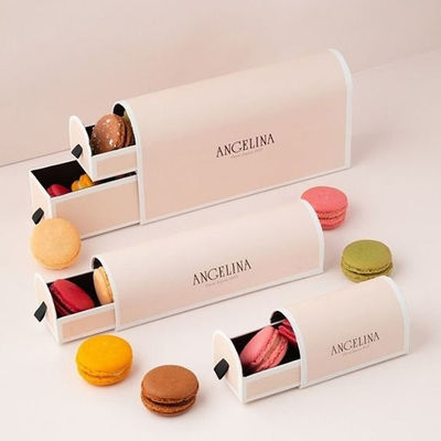 Double Deck Semicircle Macaron Gift Boxes Embossing Printing