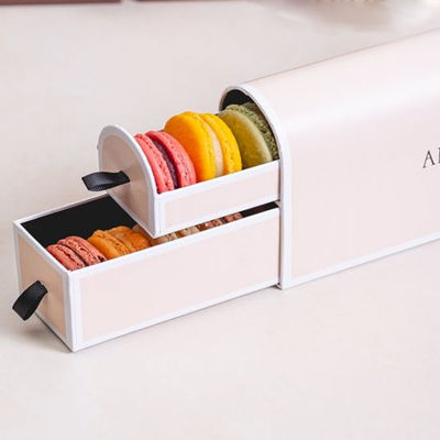 Double Deck Semicircle Macaron Gift Boxes Embossing Printing