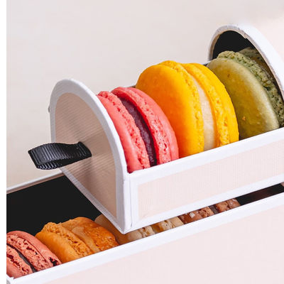 Double Deck Semicircle Macaron Gift Boxes Embossing Printing