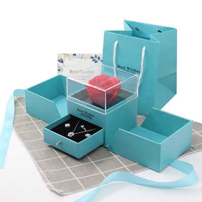 Ribbon Custom Gift Packaging Luxury Full Open Rose Flower Gift Box