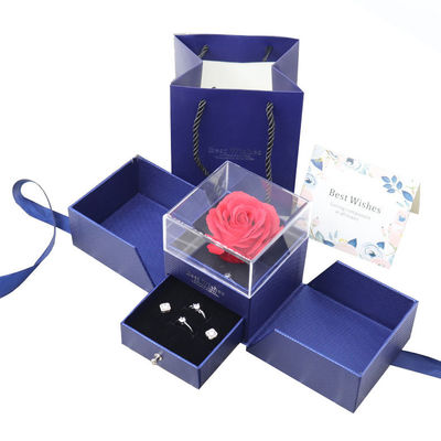 Ribbon Custom Gift Packaging Luxury Full Open Rose Flower Gift Box
