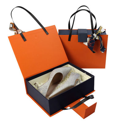 Portable Magnetic Shoe Packaging Boxes Glossy Lamination