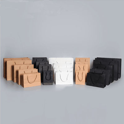 White Brown Kraft Paper Shopping Bags With Handles OEM Custom Printed