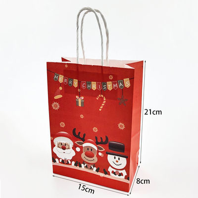 Christmas Kraft Custom Brown Paper Bags Offset Printing
