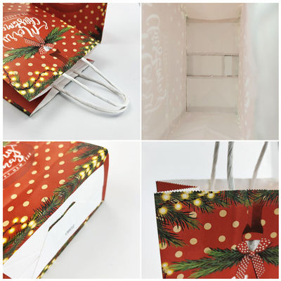 Christmas Kraft Custom Brown Paper Bags Offset Printing