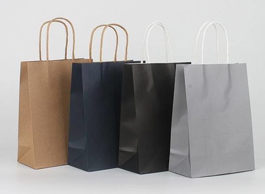 Custom Logo Paper Kraft Shopping Bag Embossing With Handle
