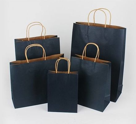 Custom Logo Paper Kraft Shopping Bag Embossing With Handle