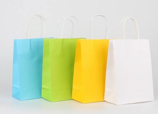 Custom Logo Paper Kraft Shopping Bag Embossing With Handle
