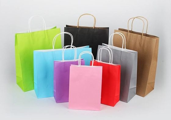 Custom Logo Paper Kraft Shopping Bag Embossing With Handle