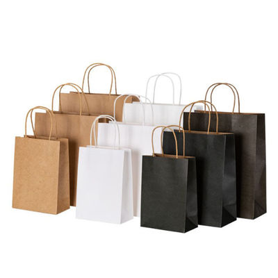 Glossy Lamination Recycled Kraft Shopping Bags With Handles
