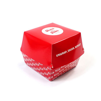 Disposable Kraft Paper Fast Food Burger Packaging Box With Varnishing Printing