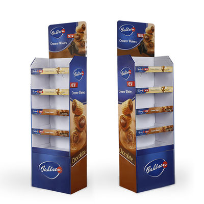 Supermarket Retail Shelves Price Pop Snack Food Cake Candy Foldable Paper Cardboard Pallet Floor Display Stand Racks For