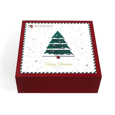 Custom Printing Red White Christmas Gift Corrugated Board Lid And Case Gift Box