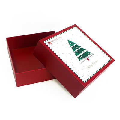 Custom Printing Red White Christmas Gift Corrugated Board Lid And Case Gift Box