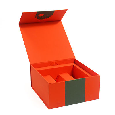 Custom Luxury Orange Paper Magnet Suger Product Folding Magnetic Gift Box For Packaging