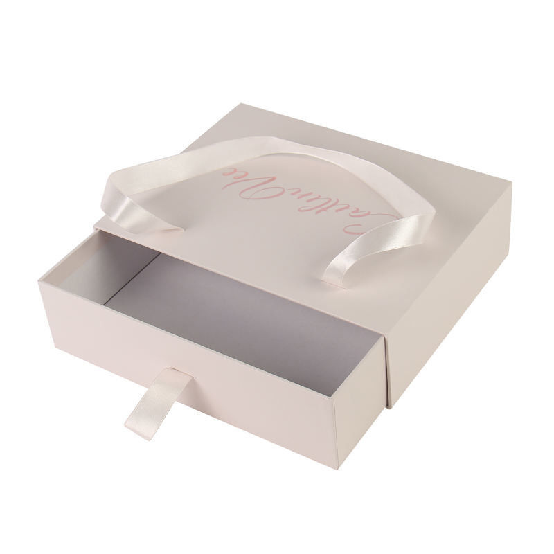 Glossy Lamination Clothing Packing Boxes With Ribbon And Satin
